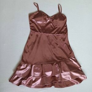 by & by Blush Pink Sz 7 Dress With Adjustable Straps And Zipper Back And Ruffles